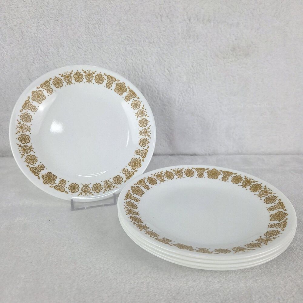 Vintage Corelle Butterfly Gold Dessert Bread Plates Set‎ Of 5 Corning USA 6.75"